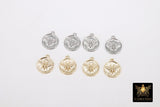 Genuine 18 K Gold Bee Charms, Tiny Silver Platinum Bumble Bee Plated Charm #2262 / #815, 12 mm Small Honey Bee