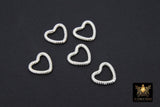 925 Sterling Silver Heart Push Clasp, 14 mm Gold Plated Spring Heart Shaped #2286, Clip Connector