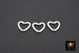 925 Sterling Silver Heart Push Clasp, 14 mm Gold Plated Spring Heart Shaped # 2286, Clip Connector