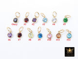 14 K Gold Filled CZ Charm, 6 mm Birthstone Round Charm with Jump Rings # 3937, Birthday Permanent Jewelry