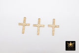 14 K Gold Filled Cross Charms, 16 mm Gold Filigree Textured Crosses, Pattern Textured 14 20 Religious Jewelry