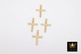 14 K Gold Filled Cross Charms, 16 mm Gold Filigree Textured Crosses, Pattern Textured 14 20 Religious Jewelry