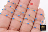 Enamel Satellite Chain, Gold Dainty Tiny Beaded By the Yard Unfinished Chains, 18 Neon LGBT Colors