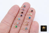 14 K Gold Filled CZ Birthstone Charms, Multi Colors 4 mm Cubic Zirconia Charms with Jump Rings
