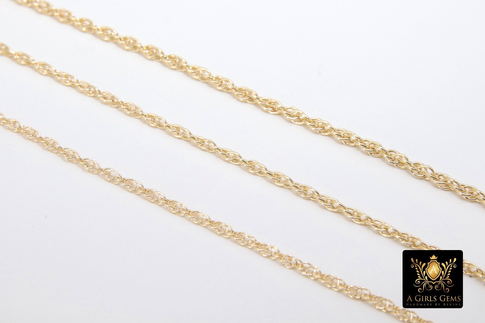 925 Sterling Silver Rope Jewelry Chains, 14 K Gold Filled Large Rope Chain CH # 713, USA Gold 2.4 mm 2.1 mm 1.8 mm