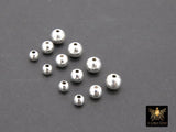 925 Sterling Silver Beads, Smooth Seamless Silver Round Beads #769, High Quality 3