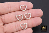 925 Sterling Silver Heart Push Clasp, 14 mm Gold Plated Spring Heart Shaped #2286, Clip Connector