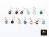 14 K Gold Filled CZ Charm, 6 mm Birthstone Round Charm with Jump Rings #3937, Birthday Permanent Jewelry, Water Tarnish Resistant, Mom Gift