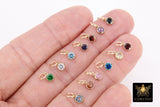 14 K Gold Filled CZ Charm, 4 mm Birthstone Round Charm with Jump Rings # 3237, Birthday Permanent Jewelry