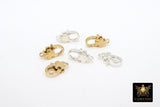 925 Sterling Silver Cross Lobster Clasp, 12 mm Gold Spring Clip #2289, Stamped 925 Religious Clasp