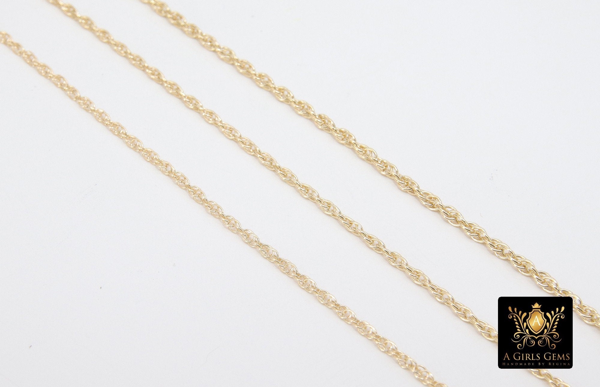 925 Sterling Silver Rope Jewelry Chains, 14 K Gold Filled Large Rope Chain CH #713, USA Gold 2.4 mm 2.1 mm 1.8 mm