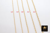 925 Sterling Silver Rope Jewelry Chains, 14 K Gold Filled Large Rope Chain CH # 713, USA Gold 2.4 mm 2.1 mm 1.8 mm