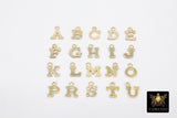 14 K Gold Filled Letter Charm, 6.5 mm Gold Alphabet Letters #3512, Minimalist Block Name Letter Links