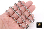 Stainless Steel ROLO Chain, 7 mm Silver Chains CH #208, Large Unfinished Round Rolo