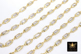 Genuine Cubic Zircon Chains, 4 x 11 mm Rectangle Bezel CH #550, Gold Plated CZ Connector Chain