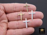 14 K Gold Filled Cross Connector, 925 Sterling Silver Cross Links # 2345, 22 mm Rosary Necklace Center Charms