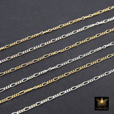 925 Sterling Silver Figaro Chains, Unfinished By The Foot CH #843, 1.6 mm 14 K Gold Filled Dainty Long and Short Link Chains
