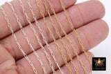 925 Sterling Silver Figaro Chains, Unfinished By The Foot CH# 843, 1.6 mm 14 K Gold Filled Dainty CH# 743 Long and Short Link Chains