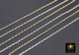 925 Sterling Silver Figaro Chains, 14 K Gold Filled 1.6 mm Unfinished 1/1 Figaro CH# 848, By The Foot