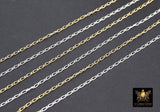 925 Sterling Silver Figaro Chains, 14 K Gold Filled 1.6 mm Unfinished 1/1 Figaro CH #848, By The Foot