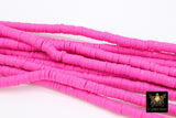 2 Strands 6 mm Clay Flat Beads, Pink Fuchsia Heishi beads in Polymer Clay Disc CB #216, Rondelle Stone Beads