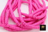 2 Strands 6 mm Clay Flat Beads, Pink Fuchsia Heishi beads in Polymer Clay Disc CB #216, Rondelle Stone Beads