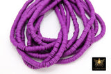 2 Strands 6 mm Clay Flat Beads, Purple Heishi beads in Polymer Clay Disc CB #215, Violet Rondelle Multi Color