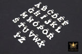 925 Sterling Silver Letter Charms, 6 x 8 mm Silver Alphabet Letters #2463, Minimalist Block Name Letters