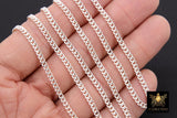 925 Sterling Silver Curb Chain, 4 mm Dainty Curb Chain CH #833, Silver Unfinished Cable Jewelry Chain