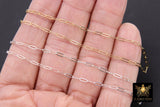 925 Sterling Silver Paperclip Chain, 5.2 mm 14 K Gold Filled Rectangle Drawn Chains CH #853, Unfinished Oval Chains