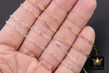 925 Sterling Silver Paperclip Chain, 5.2 mm 14 K Gold Filled Rectangle Drawn Chains CH #853, Unfinished Oval Chains