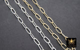 14 K Gold Filled Mixed Metal Paperclip Chain, 8.5 mm Rectangle Drawn CH# 891, Two Tone 925 Sterling Silver Oval Chains CH# 756