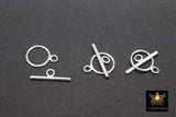 925 Sterling Silver Toggle Clasp Set, 14 x 12 mm Toggle Ring #2637, 19 mm T Bar Stamped 925 Clasps