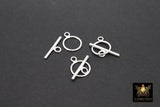 925 Sterling Silver Toggle Clasp Set, 14 x 12 mm Toggle Ring #2637, 19 mm T Bar Stamped 925 Clasps