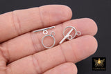 925 Sterling Silver Toggle Clasp Set, 14 x 12 mm Toggle Ring #2637, 19 mm T Bar Stamped 925 Clasps