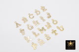 14 K Gold Filled Letter Charms, 6 x 8 mm Gold Alphabet Letters #2608, Minimalist Block Name Letters