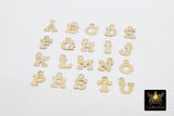 14 K Gold Filled Letter Charms, 6 x 8 mm Gold Alphabet Letters #2608, Minimalist Block Name Letters
