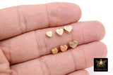 Gold Heart Bead, 5 Pc Genuine 18 K Gold Heart Shape Plated Beads with Hole #611, Side to Side 2 mm Holes