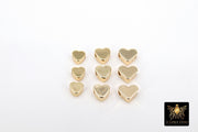 Gold Heart Bead, 5 Pc Genuine 18 K Gold Heart Shape Plated Beads with Hole #611, Side to Side 2 mm Holes