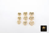 Gold Heart Bead, 5 Pc Genuine 18 K Gold Heart Shape Plated Beads with Hole #611, Side to Side 2 mm Holes