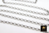Gold Stainless Steel ROLO Chain, 7 mm Silver Chains CH #258, Large Wide Unfinished Round Rolo
