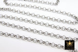 Gold Stainless Steel ROLO Chain, 7 mm Silver Chains CH #258, Large Wide Unfinished Round Rolo
