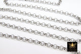 Stainless Steel ROLO Chain, 7 mm Silver Chains CH #208, Large Unfinished Round Rolo