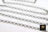 Gold Stainless Steel ROLO Chain, 7 mm Silver Chains CH #258, Large Wide Unfinished Round Rolo
