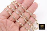 Genuine Cubic Zircon Chains, 4 x 11 mm Rectangle Bezel CH #550, Gold Plated CZ Connector Chain