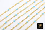 Gold Dainty Curb Enamel Chain, Rainbow Necklace Beaded Satellite Chain CH #611, By the Yard