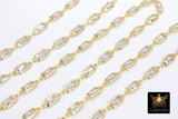 Genuine Cubic Zircon Chains, 4 x 11 mm Rectangle Bezel CH #550, Gold Plated CZ Connector Chain