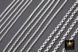 925 Sterling Silver Rolo Chains, 2 mm 2.2 mm 3.7 mm 925 Sterling CH #764, Thick Unfinished