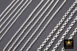 925 Sterling Silver Rolo Chains, 2 mm 2.2 mm 3.7 mm 925 Sterling CH# 764, Thick Unfinished