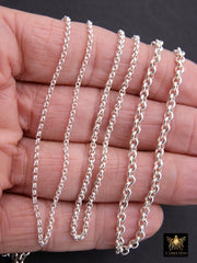 925 Sterling Silver Rolo Chains, 2 mm 2.2 mm 3.7 mm 925 Sterling CH #764, Thick Unfinished